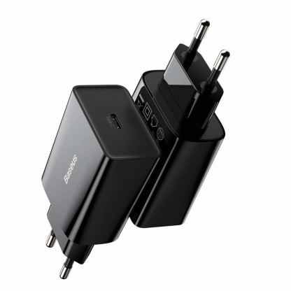 Baseus Speed Mini USB-C PD Wall Charger 20W (CCFS-SN01) - захранване за ел. мрежа с USB-C изход с технология за бързо зареждане (черен) 3