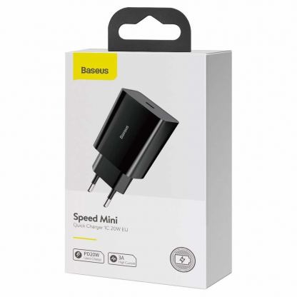 Baseus Speed Mini USB-C PD Wall Charger 20W (CCFS-SN01) - захранване за ел. мрежа с USB-C изход с технология за бързо зареждане (черен) 5