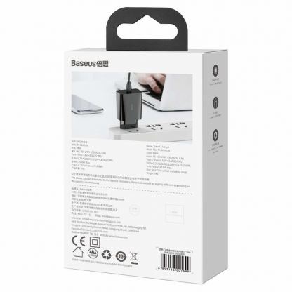 Baseus Speed Mini USB-C PD Wall Charger 20W (CCFS-SN01) - захранване за ел. мрежа с USB-C изход с технология за бързо зареждане (черен) 6