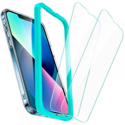 ESR Classic Hybrid Protection Set - хибриден удароустойчив кейс и 2 броя стъклено защитно покритие за дисплея на iPhone 13 (прозрачен) 2