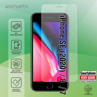 4smarts Second Glass X-Pro Glass - калено стъклено защитно покритие за дисплея на iPhone SE (2022), iPhone SE (2020), iPhone 8, iPhone 7 (прозрачен) 2