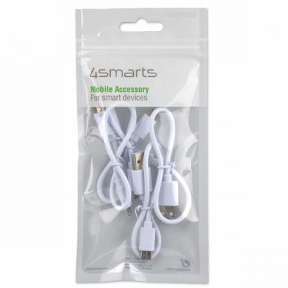 4smarts Basic Cable Set 25cm (4 Pieces) - комплект от кабели с USB-A, USB-C и Lightning конектори (4 броя) (25 см) (бял) 2