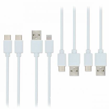 4smarts Basic Cable Set 25cm (4 Pieces) - комплект от кабели с USB-A, USB-C и Lightning конектори (4 броя) (25 см) (бял) 3