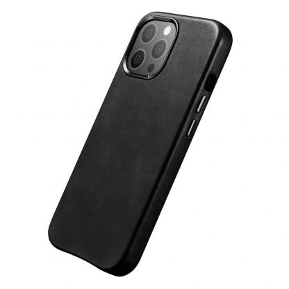 iCarer Leather Oil Wax MagSafe Case - кожен (естествена кожа) кейс с MagSafe за iPhone 13 Pro Max (черен) 9