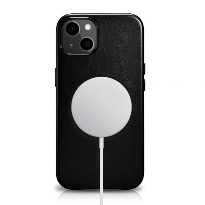 iCarer Leather Oil Wax MagSafe Case - кожен (естествена кожа) кейс с MagSafe за iPhone 13 (черен) 4