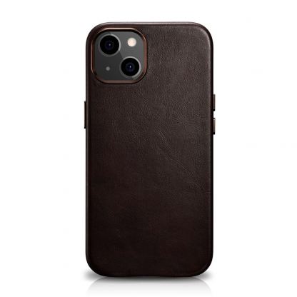 iCarer Leather Oil Wax MagSafe Case - кожен (естествена кожа) кейс с MagSafe за iPhone 13 (кафяв)