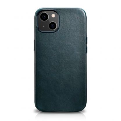 iCarer Leather Oil Wax MagSafe Case - кожен (естествена кожа) кейс с MagSafe за iPhone 13 (син)