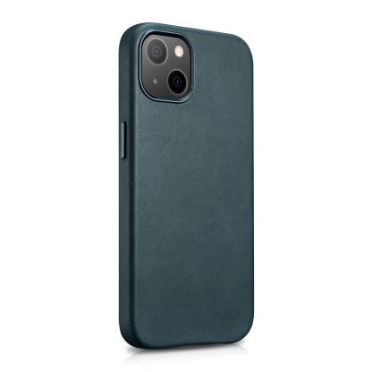 iCarer Leather Oil Wax MagSafe Case - кожен (естествена кожа) кейс с MagSafe за iPhone 13 (син) 7