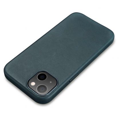 iCarer Leather Oil Wax MagSafe Case - кожен (естествена кожа) кейс с MagSafe за iPhone 13 (син) 9