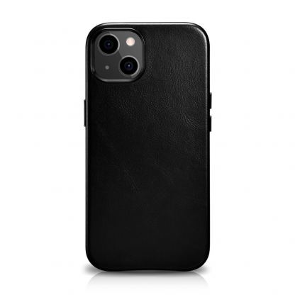 iCarer Leather Oil Wax MagSafe Case - кожен (естествена кожа) кейс с MagSafe за iPhone 13 mini (черен)