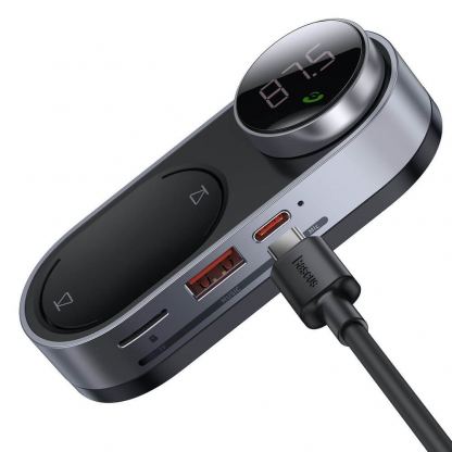 Baseus Solar Bluetooth FM Transmitter (CDMP000001) - блутут FM трансмитр със соларен панел за мобилни устройства (черен) 2