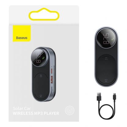 Baseus Solar Bluetooth FM Transmitter (CDMP000001) - блутут FM трансмитр със соларен панел за мобилни устройства (черен) 13