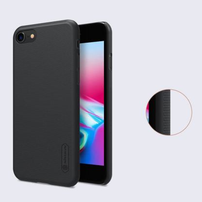 Nillkin Super Frosted Shield Kickstand Case - поликарбонатов кейс с поставка за iPhone SE (2022), iPhone SE (2020), iPhone 8, iPhone 7 (черен) 13