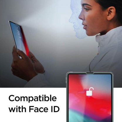 Spigen Oleophobic Coated Tempered Glass GLAS.tR SLIM - най-висок клас стъклено защитно покритие за дисплея на iPad Pro 12.9 M1 (2021), iPad Pro 12.9 (2020), iPad Pro 12.9 (2018) 3