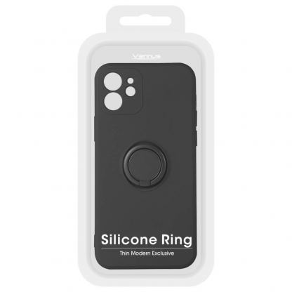 Vennus Silicone Ring Case - силиконов (TPU) калъф с пръстен против изпускане за Xiaomi Mi 11 (черен) 6