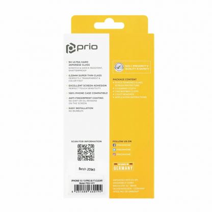 Prio 2.5D Tempered Glass - калено стъклено защитно покритие за дисплея на iPhone 14, 13, iPhone 13 Pro (прозрачен) (bulk) 3