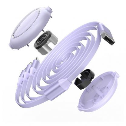 Baseus Bright Mirror 3-in-1 Retractable USB Cable 3.5A (CAMLT-MJ05) - универсален USB кабел с Lightning, microUSB и USB-C конектори (120 см) (лилав) 7