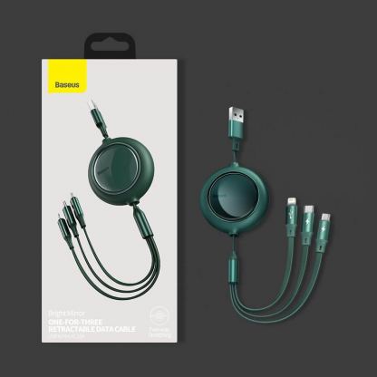 Baseus Bright Mirror 3-in-1 Retractable USB Cable 3.5A (CAMLT-MJ05) - универсален USB кабел с Lightning, microUSB и USB-C конектори (120 см) (лилав) 17
