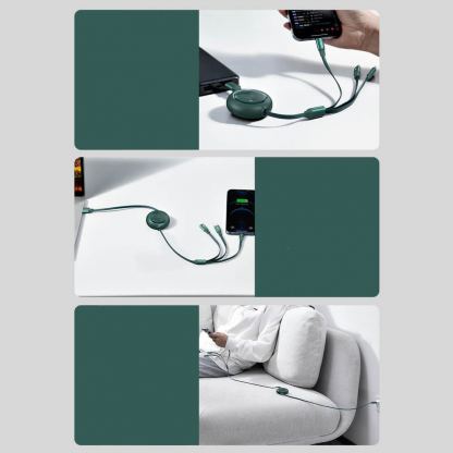 Baseus Bright Mirror 3-in-1 Retractable USB Cable 3.5A (CAMLT-MJ02) - универсален USB кабел с Lightning, microUSB и USB-C конектори (120 см) (бял) 15