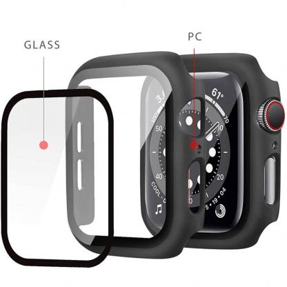 Tech-Protect Defense 360 Case - качествен твърд кейс с вграден стъклен протектор за дисплея на Apple Watch 7 45мм (черен) 4