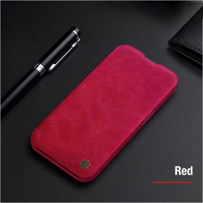 Nillkin Qin Book Pro Leather Flip Case - кожен калъф, тип портфейл за iPhone 13 (червен) 4