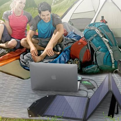Choetech Foldable Photovoltaic Solar Panel Quick Charge PD 100W - сгъваем соларен панел зареждащ директно вашето устройство от слънцето с DC порт, двва 2xUSB-A и USB-C портове (сив) 4