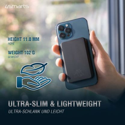 4smarts Wireless Power Bank VoltHub UltiMag 4000mAh for MagSafe - безжична преносима външна батерия с USB-C порт за iPhone с Magsafe (черен) 5