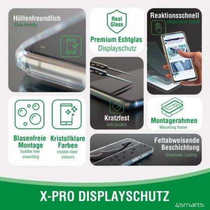 4smarts Second Glass X-Pro Full Cover Glass - калено стъклено защитно покритие за дисплея на iPhone 13, iPhone 13 Pro (черен-прозрачен) 2