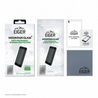 Eiger Mountian Glass Plus Screen Protector 2.5D - калено стъклено защитно покритие с антибактериален слой за дисплея на iPhone 13 mini (прозрачен) 2