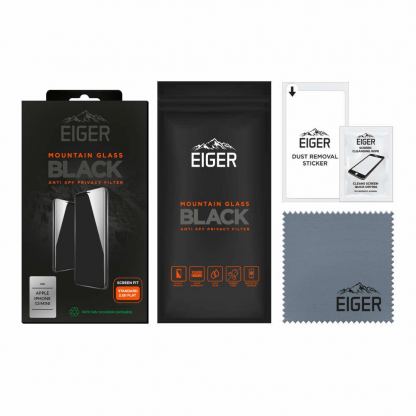 Eiger Mountain Glass Black Anti-Spy Privacy Filter Tempered Glass - калено стъклено защитно покритие с определен ъгъл на виждане за дисплея на iPhone 13 mini 2