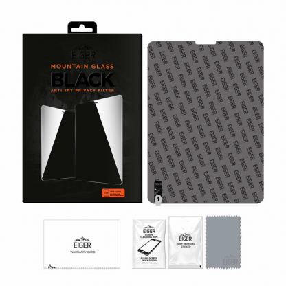 Eiger Mountain Glass Black Anti-Spy Privacy Filter Tempered Glass - калено стъклено защитно покритие с определен ъгъл на виждане за дисплея на iPad 11 Pro M1 (2021), iPad 11 Pro (2020), iPad 11 Pro (2018), iPad Air 5 (2022), iPad Air 4 (2020) 2