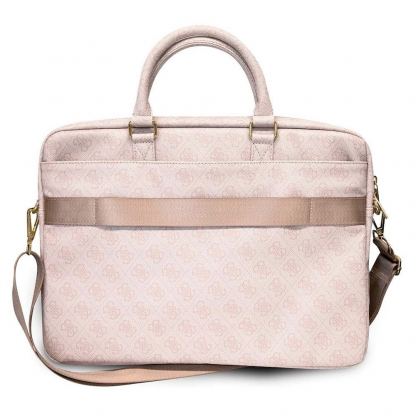 Guess 4G Metal Logo Laptop Bag - луксозна дизайнерска чанта с дръжки и презрамка за преносими компютри до 16 инча (розов) 2
