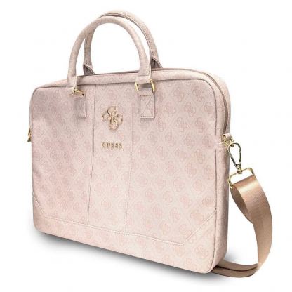 Guess 4G Metal Logo Laptop Bag - луксозна дизайнерска чанта с дръжки и презрамка за преносими компютри до 16 инча (розов) 3