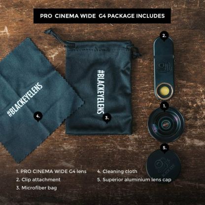 Black Eye PRO Cinema Wide Angle Lens G4 - универсална широкоъгълна леща с щипка за смартфони и таблети 6