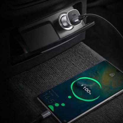 Ugreen USB-C & USB-A 24W Power Delivery Car Charger - зарядно за кола с USB-A и USB-C изходи с технология за бързо зареждане (сив) 11