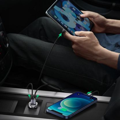 Ugreen USB-C & USB-A 24W Power Delivery Car Charger - зарядно за кола с USB-A и USB-C изходи с технология за бързо зареждане (сив) 12