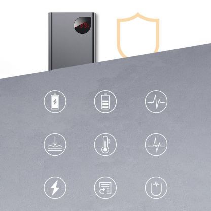 Baseus Adaman Metal Digital Display Power Bank 65W 20000 mAh (PPIMDA-D03) - външна батерия с два USB-A и един USB-C изходи и технология за бързо зареждане (син) 20