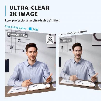 Anker PowerConf C302 Smart 2K HD WebCam - 2K HD уеб видеокамера с микрофон (черен) 2