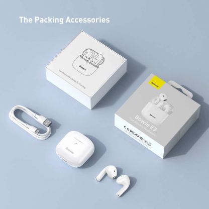 Baseus Bowie E3 TWS In-Ear Bluetooth Earphones - безжични блутут слушалки със зареждащ кейс (бял) 8