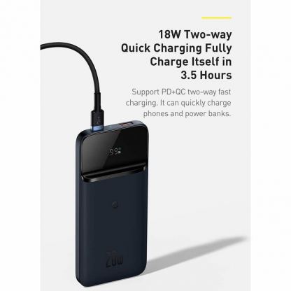 Baseus Magnetic Wireless Quick Charging Power Bank 10000 mAh - преносима външна батерия с USB-C порт, USB-A изход и безжично зареждане с MagSafe (син) 7