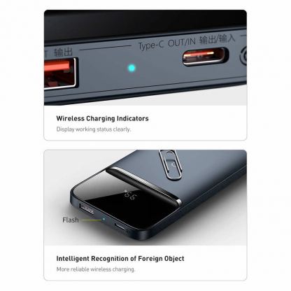 Baseus Magnetic Wireless Quick Charging Power Bank 10000 mAh - преносима външна батерия с USB-C порт, USB-A изход и безжично зареждане с MagSafe (син) 12