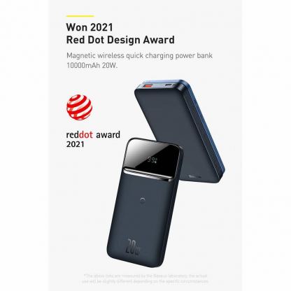 Baseus Magnetic Wireless Quick Charging Power Bank 10000 mAh - преносима външна батерия с USB-C порт, USB-A изход и безжично зареждане с MagSafe (син) 17