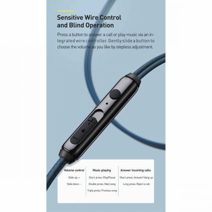 Baseus Encok Wired Earphones H19 - слушалки с микрофон за мобилни устройства с 3.5 мм жак (черен) 6