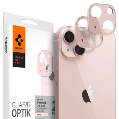 Spigen Optik Lens Protector - комплект 2 броя предпазни стъклени протектора за камерата на iPhone 13, iPhone 13 mini (розов)