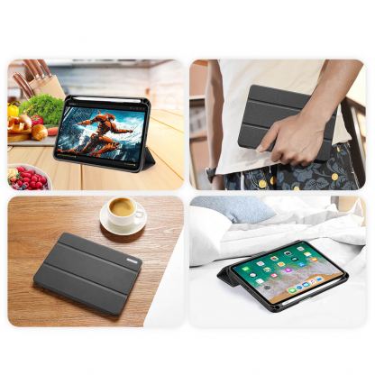 DUX DUCIS Domo Tablet Case - полиуретанов кейс с поставка и отделение за Apple Pencil 2 за iPad mini 6 (2021) (черен) 10