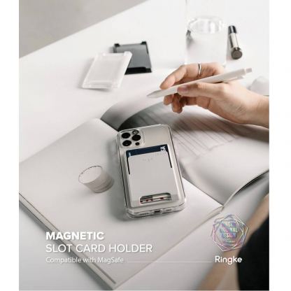 Ringke MagSafe Wallet Case - поликарбонатов портфейл (джоб) за прикрепяне към iPhone с MagSafe (сив) 2