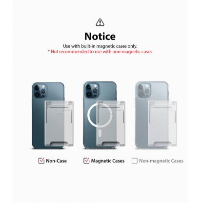 Ringke MagSafe Wallet Case - поликарбонатов портфейл (джоб) за прикрепяне към iPhone с MagSafe (сив) 4