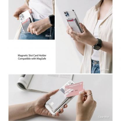 Ringke MagSafe Wallet Case - поликарбонатов портфейл (джоб) за прикрепяне към iPhone с MagSafe (сив) 8