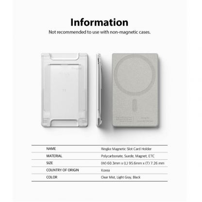 Ringke MagSafe Wallet Case - поликарбонатов портфейл (джоб) за прикрепяне към iPhone с MagSafe (сив) 11