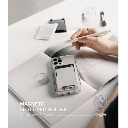 Ringke MagSafe Wallet Case - поликарбонатов портфейл (джоб) за прикрепяне към iPhone с MagSafe (прозрачен) 5